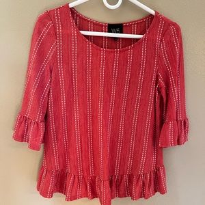 W5 Women’s pink and white quarter sleeve top